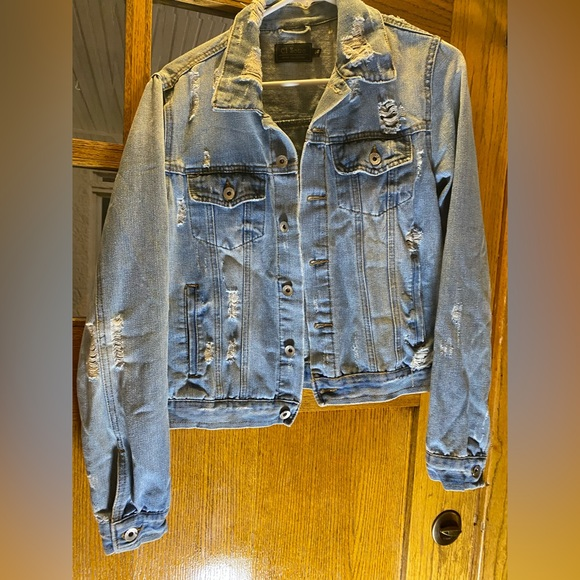 Ci Sono Jackets & Blazers - Ci Sono Denim Jacket Sz M Distressed Ripped Light‎ Blue Model DJK53 Womens L